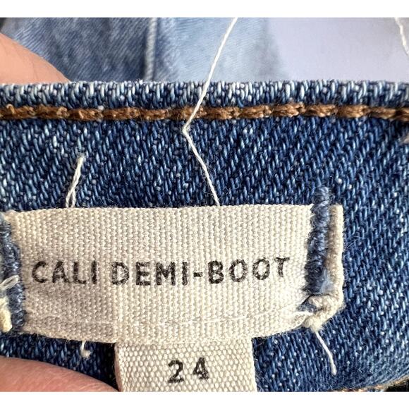 Madewell Jeans Women 24 Blue Denim Cali Demi Boot Exposed button fly Pants - Picture 4 of 14
